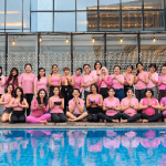 Rooftop Pink Wellness Group by the Pool